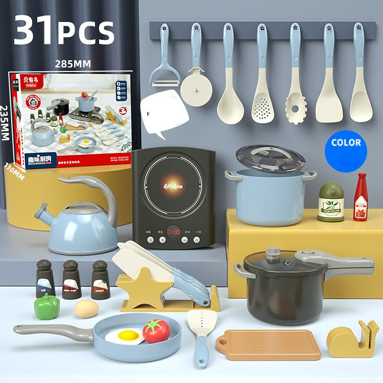 Juego de juguetes de plástico de cocina de simulación para niños al por mayor